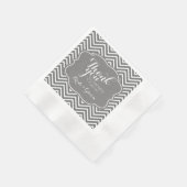 Serviette En Papier Mariés Remerciement Chevron Gris (Coin)