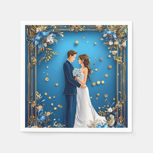 Serviette En Papier Mariés s'étreignant pour décoration de table de ré (Devant)