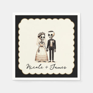 Serviette En Papier Mariés Squelettes Mariée Marié Mariage Fantaisiste