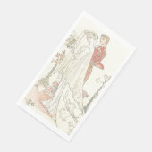 Serviette En Papier Mariés Vintage Mariage Ancien (Coin)