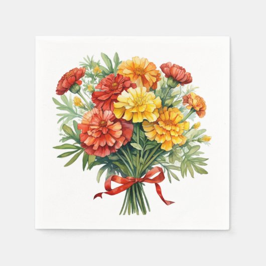 Serviette En Papier Marigold Bouquet Papier serviettes pour Cocktail & (Devant)