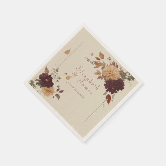 Serviette En Papier Marigold Rustic Boho Automne Floral Mariage (Coin)