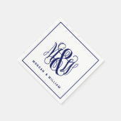 Serviette En Papier Marine 3 Initial Monogramme de la vigne Script B&G (Coin)
