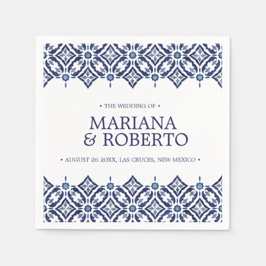 Serviette En Papier Marine Azulejos | Frontière carrelée espagnole per (Devant)