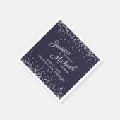 Serviette En Papier Marine Bleu Argent Blanc Parties scintillant Récep (Coin)
