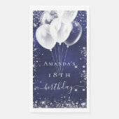 Serviette En Papier Marine bleu argent parties scintillant blanc ballo (Devant)