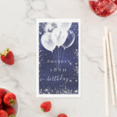 Serviette En Papier Marine bleu argent parties scintillant blanc ballo (En situation)