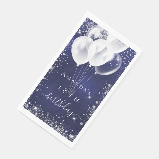 Serviette En Papier Marine bleu argent parties scintillant blanc ballo (Coin)