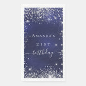 Serviette En Papier Marine bleu argent parties scintillant nom anniver (Devant)