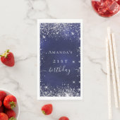 Serviette En Papier Marine bleu argent parties scintillant nom anniver (En situation)
