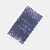 Serviette En Papier Marine bleu argent parties scintillant nom anniver (Coin)