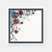 Serviette En Papier Marine Bleu Bourgogne Aquarelle Fête des mariées f (Devant)