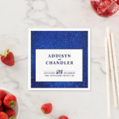 Serviette En Papier Marine Bleu et Blanc Élégant Simple Mariage modern (En situation)