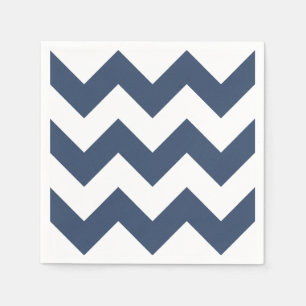 Serviette En Papier Marine bleu et blanc moderne Chevron