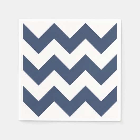 Serviette En Papier Marine bleu et blanc moderne Chevron (Devant)