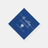 Serviette En Papier Marine Bleu et Blanc Palm Tree Destination Mariage (Coin)