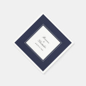 Serviette En Papier Marine Bleu et Blanc Simple Mariage élégant (Coin)