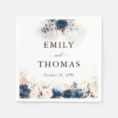 Serviette En Papier Marine bleu et Dusty Rose Mariage Napkin (Devant)