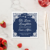 Serviette En Papier Marine Bleu Heureux Jamais Après Mariage Napkins (En situation)