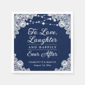 Serviette En Papier Marine Bleu Heureux Jamais Après Mariage Napkins (Devant)