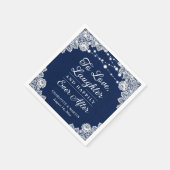 Serviette En Papier Marine Bleu Heureux Jamais Après Mariage Napkins (Coin)