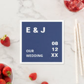 Serviette En Papier Marine bleu Mariage moderne Naples (En situation)