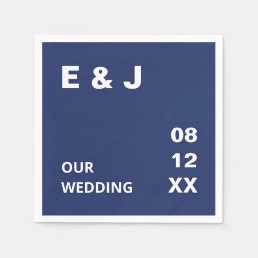 Serviette En Papier Marine bleu Mariage moderne Naples (Devant)