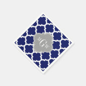 Serviette En Papier Marine Bleu Marocain #5 Gris 3 Monogramme initial (Coin)