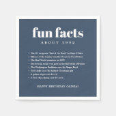 Serviette En Papier Marine Bleu Moderne Minimal Fun Faits Anniversaire (Devant)