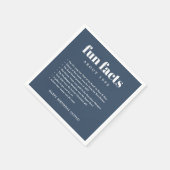Serviette En Papier Marine Bleu Moderne Minimal Fun Faits Anniversaire (Coin)