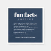 Serviette En Papier Marine Bleu Moderne Minimal Fun Faits Anniversaire (Devant)