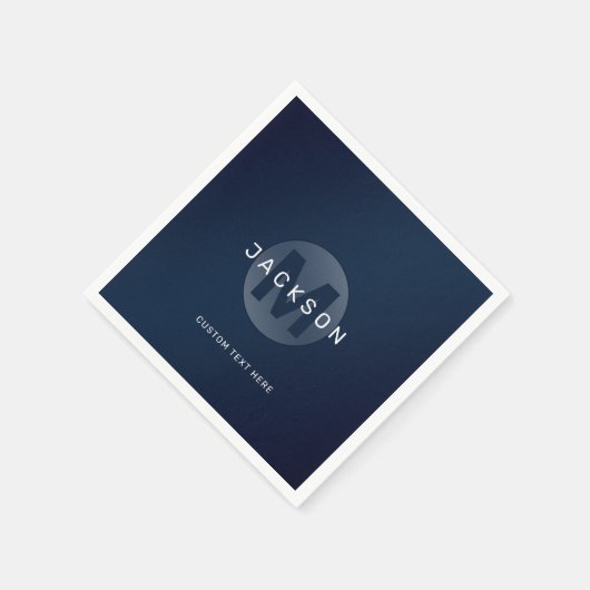 Serviette En Papier Marine bleu moderne simple personnalisé monogramme (Coin)