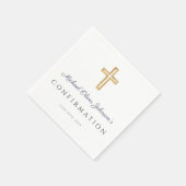 Serviette En Papier Marine Bleu Script Croix religieuse Confirmation g (Coin)