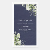 Serviette En Papier Marine Bleu Vert Floral Mariage élégant (Devant)