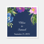 Serviette En Papier Marine Bleu Violet Jardin Mariage (Devant)