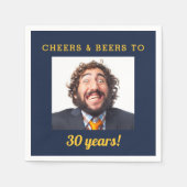 Serviette En Papier Marine Bleue Cheers & Bières Jalon Anniversaire Ph (Devant)