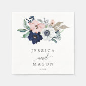 Serviette En Papier Marine Blooms Mariage Napkin Cocktail Napkin (Devant)