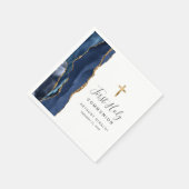 Serviette En Papier Marine Blue Gold Agate Première communion sainte (Coin)