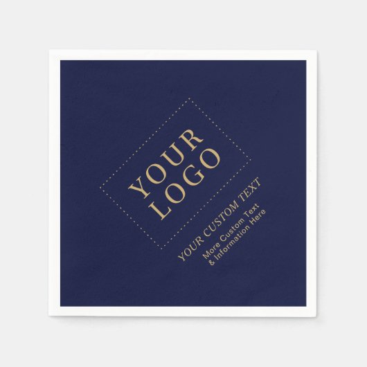 Serviette En Papier Marine Blue & Gold Custom Business Logo Promotionn (Devant)