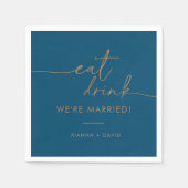 Serviette En Papier Marine Blue Gold Mange Boire Nous sommes mariés Ma (Devant)