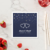 Serviette En Papier Marine Blue Gold & White Hearts & Stars Mariage (En situation)