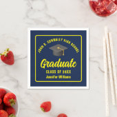 Serviette En Papier Marine Blue Jaune Graduate Custom Party (En situation)