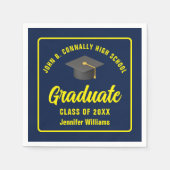 Serviette En Papier Marine Blue Jaune Graduate Custom Party (Devant)