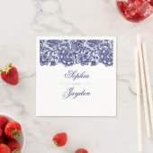 Serviette En Papier Marine Blue Lace Mariage élégant (En situation)