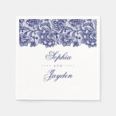 Serviette En Papier Marine Blue Lace Mariage élégant (Devant)