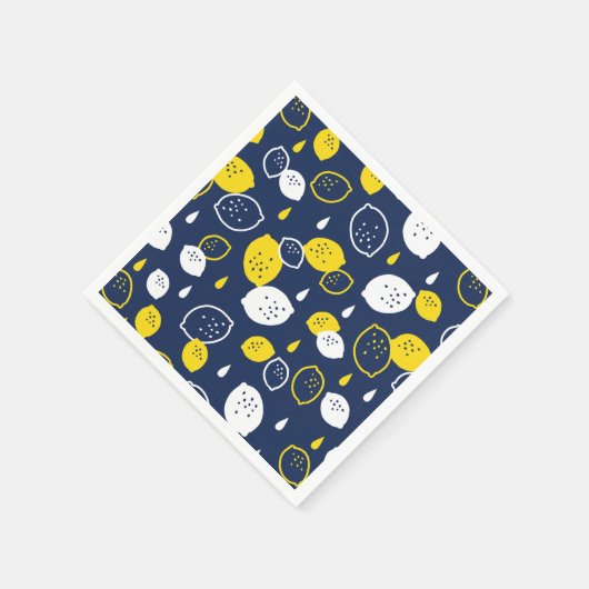 Serviette En Papier Marine Blue Lemon Art - Refresh Citrus Design (Coin)