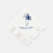 Serviette En Papier Marine Blue Palm Trees Beach Mariage (Coin)