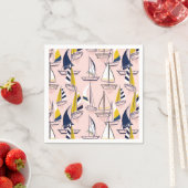 Serviette En Papier Marine Blue Sailboats Party (En situation)