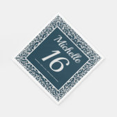 Serviette En Papier Marine Blue Silver Diamond Parties scintillant 16e (Coin)