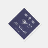 Serviette En Papier Marine Blue Snowflake Mariage d'hiver (Coin)